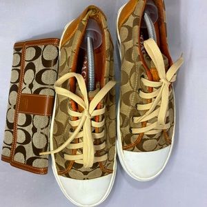 Coach sneakers Brown 9B w/ wallet Logo.